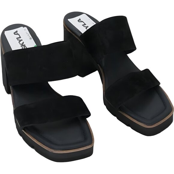 Paul Green Lancy Women's Black Softnubuk Slip-On Block Heels Size 6.5 - Picture 1 of 6
